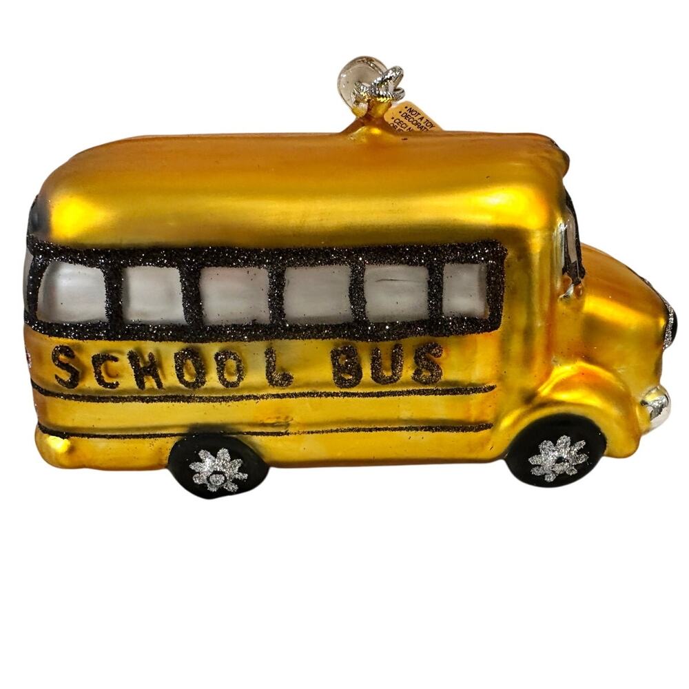 Department 56 Handblown Mercury Glass Jumbo Christmas 'School Bus' Ornament-NWT